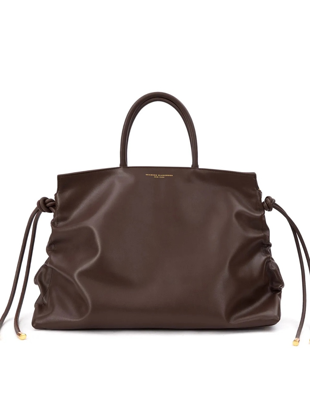 Brandon Blackwood Rouched Leather Large Tote Bag